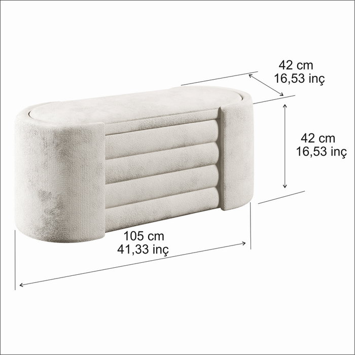 Atelier Del Sofa Banco Crema 105x42x42 cm Espuma Gris 28 DNS Espuma Blanca 14 DNS